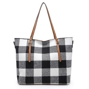 Black and White Buffalo Checkered Tote